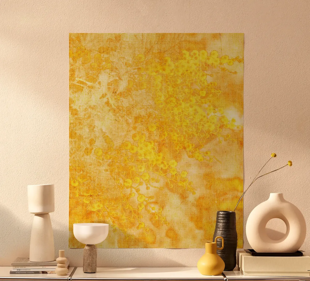 Flowers yellow mimosa pattern poster by Teresa André