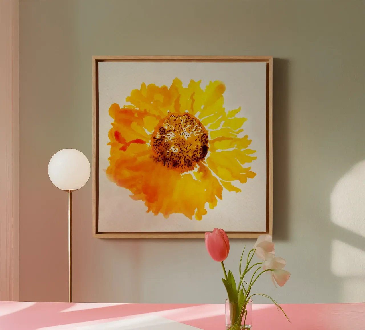 fiore del sole tela con Cornice a cassetta da Teresa André