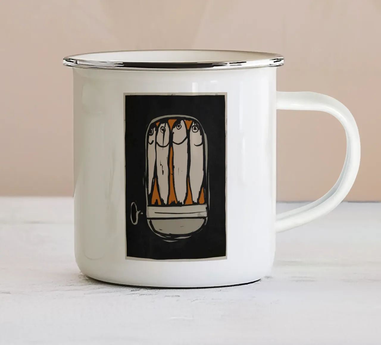 Sardinas taza de esmalte de ThingDesign