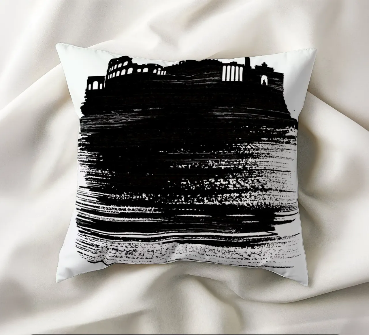 Rome Skyline Brush Stroke cuscino da Naxart