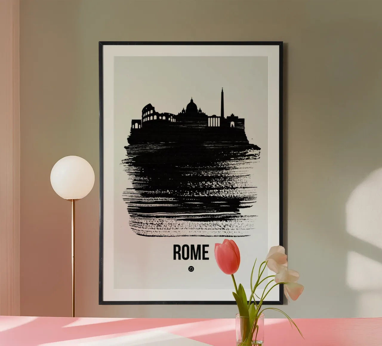 Rome Skyline Brush Stroke poster by Naxart