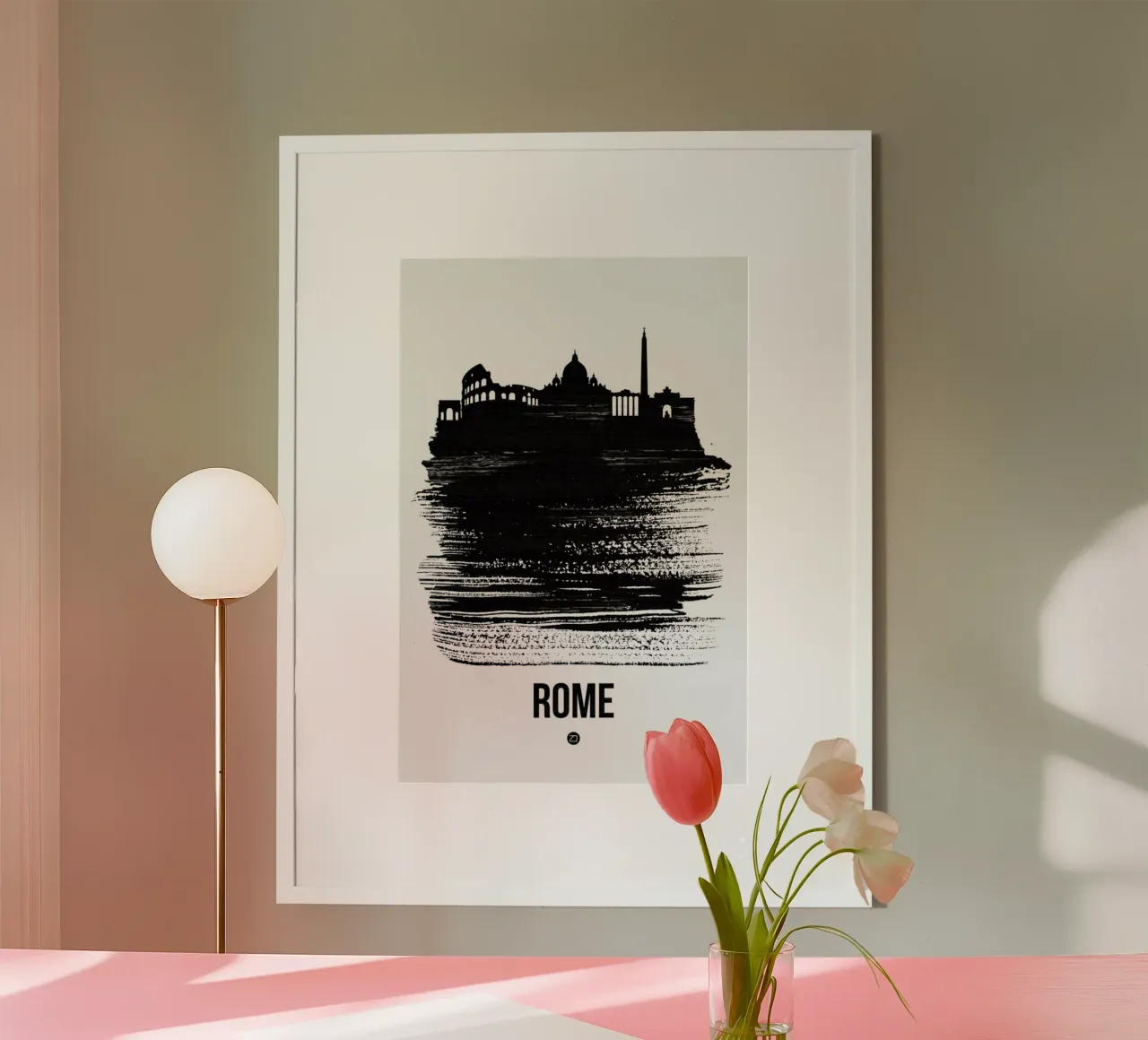 Rome Skyline Brush Stroke poster by Naxart