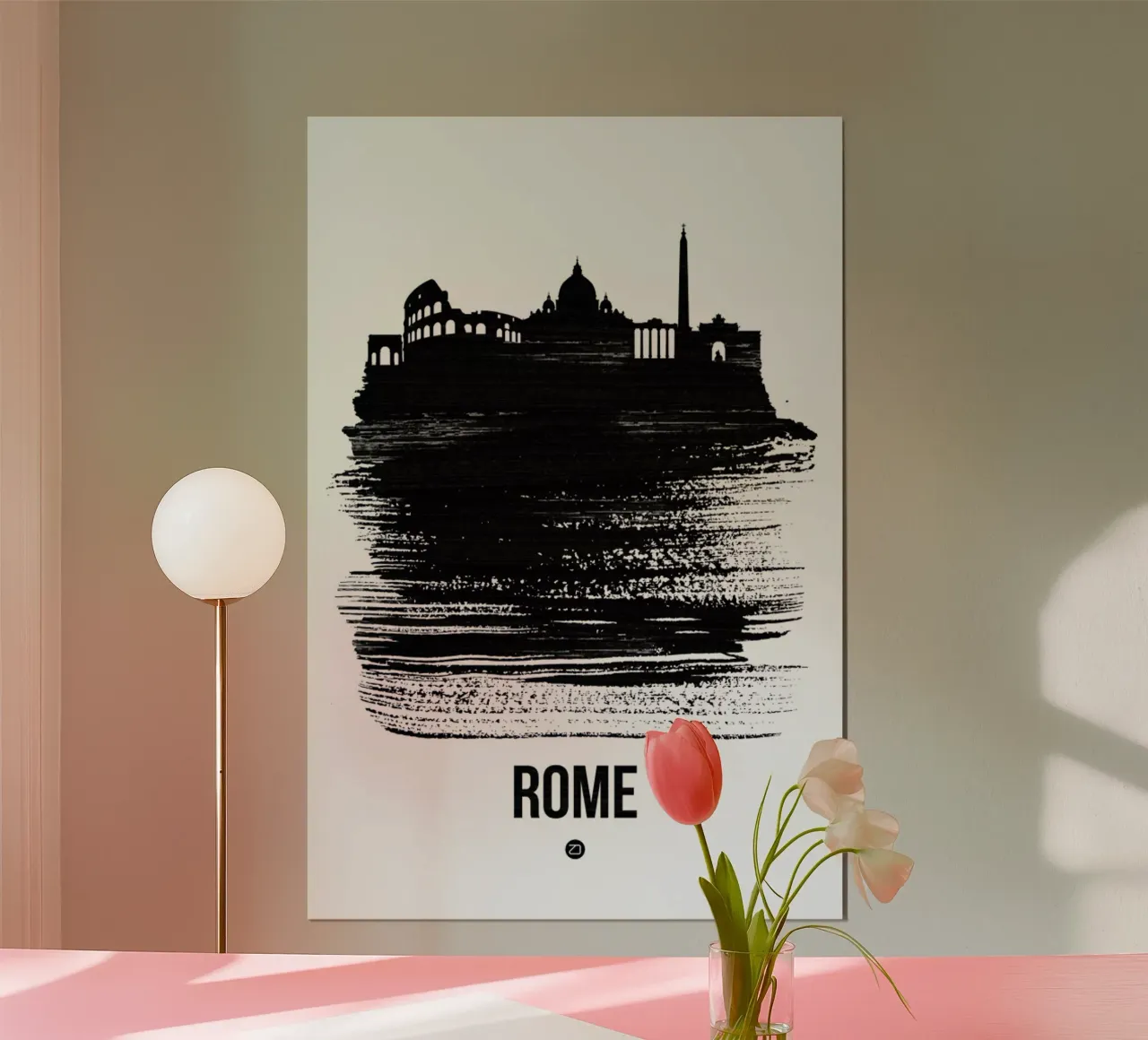 Rome Skyline Brush Stroke poster by Naxart