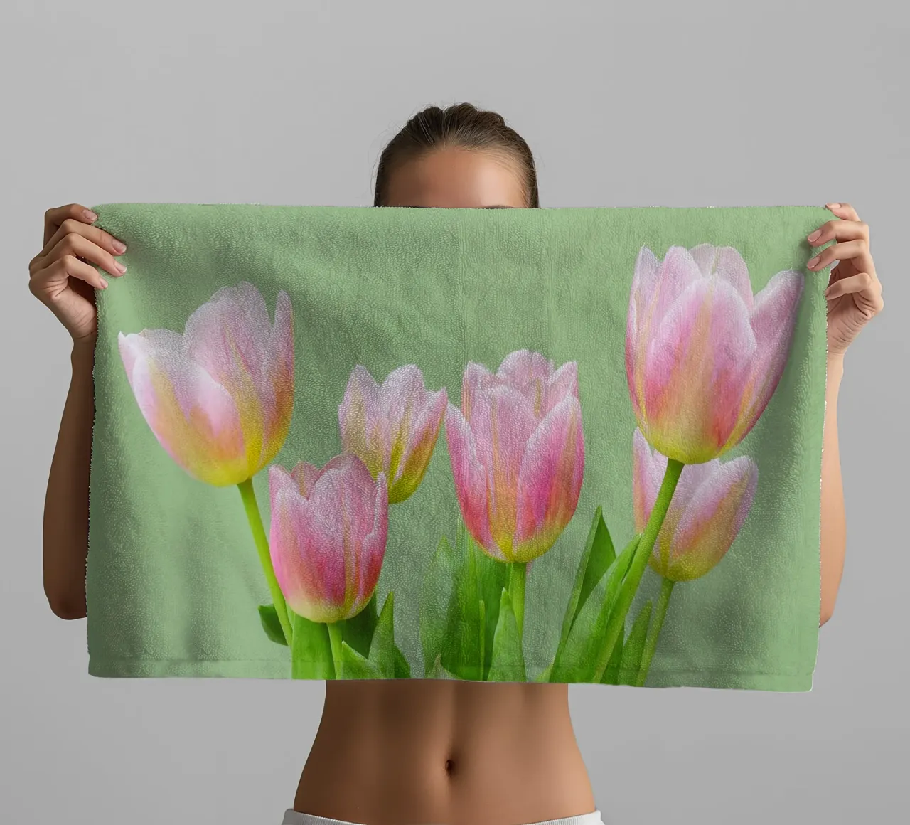 Pink Tulips towel by Cassia Beck Photography
