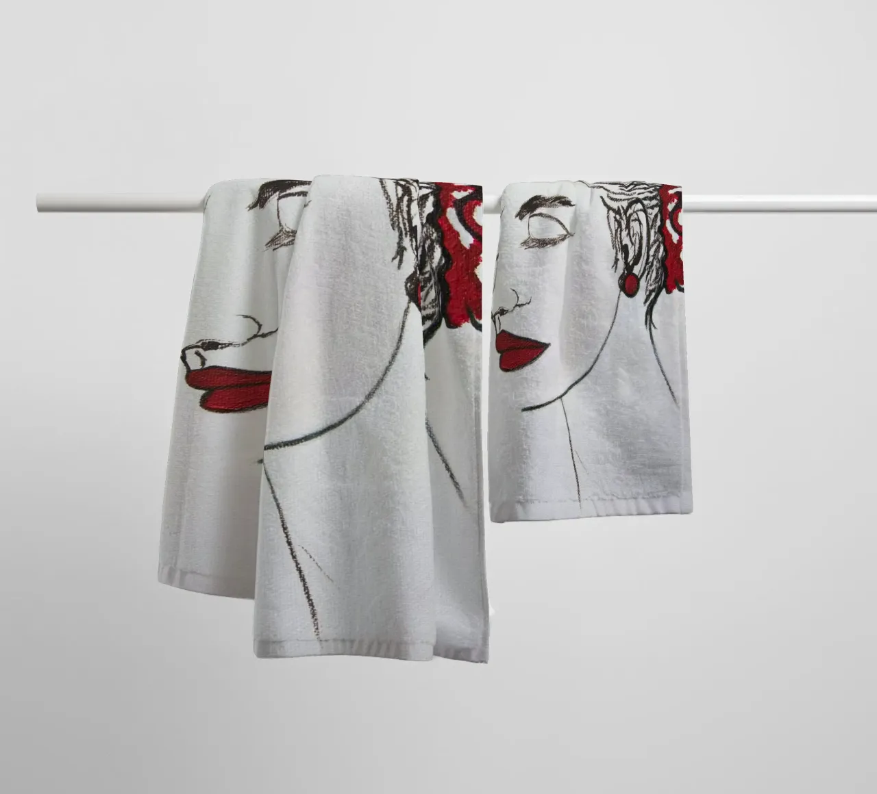 Donne e rosso asciugamano da bagno da Teresa André