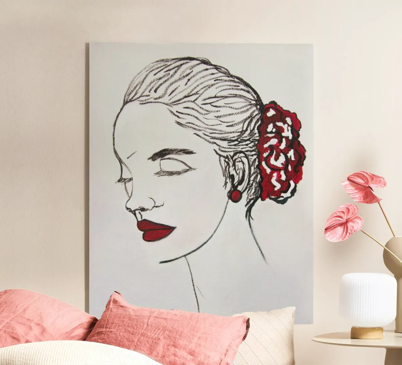 Vrouwen en rood acryl van Teresa André