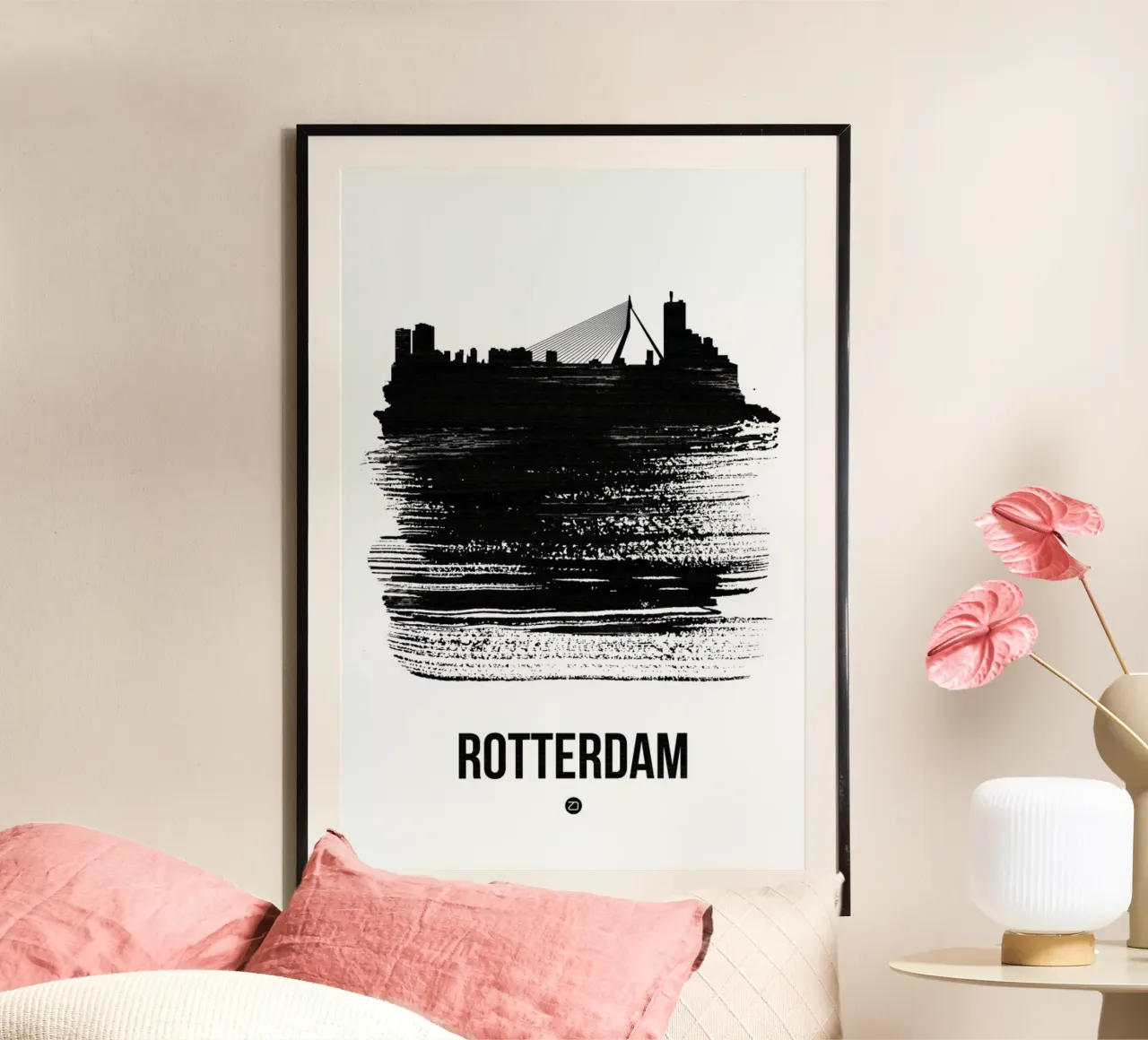 Rotterdam Skyline Brush Stroke carta hahnemühle da Naxart