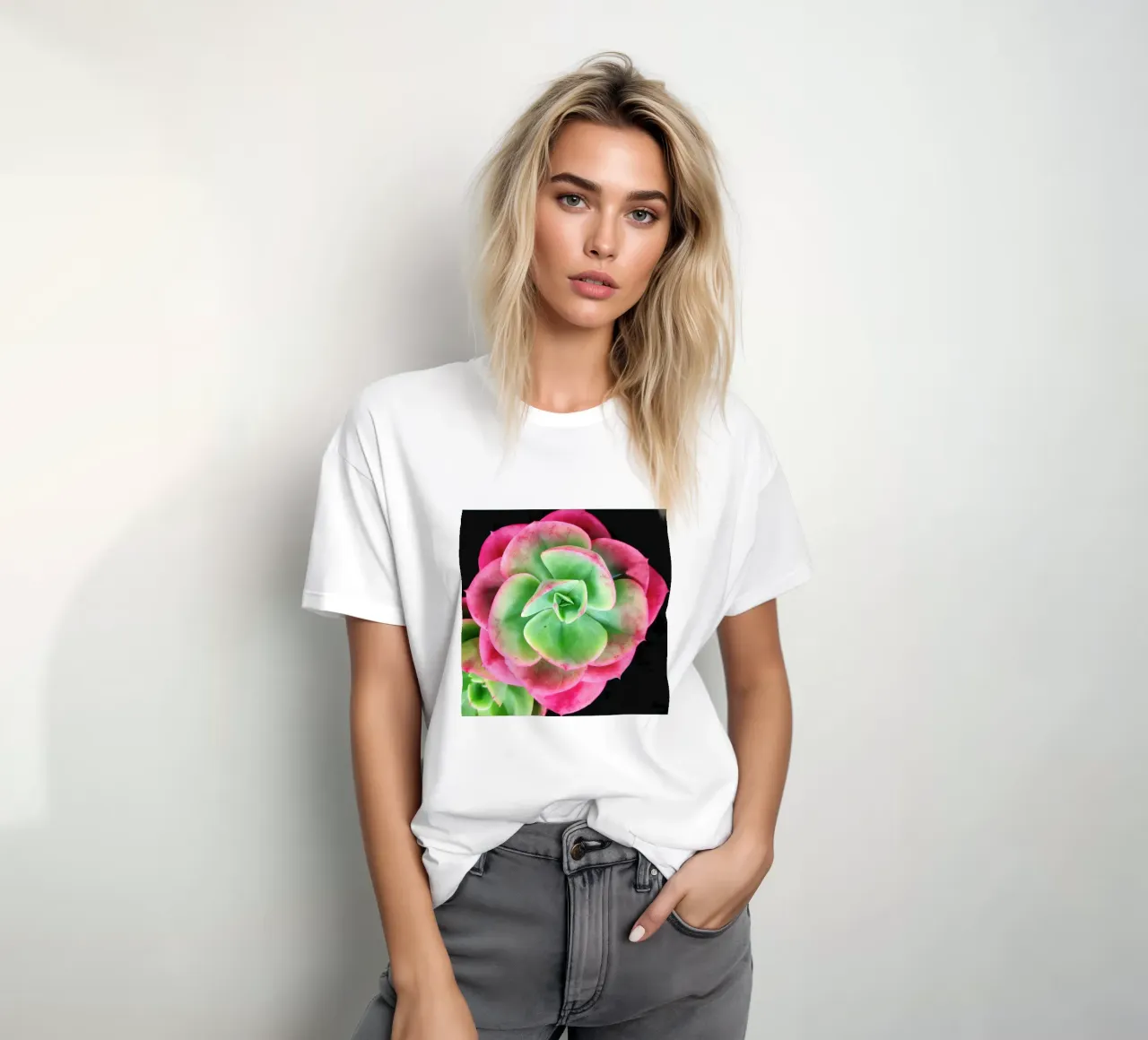 Succulenta rosa e verde t-shirt da Teresa André