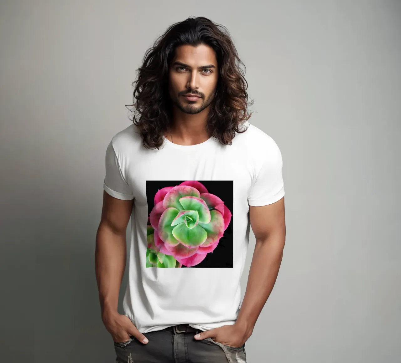 Succulenta rosa e verde t-shirt da Teresa André