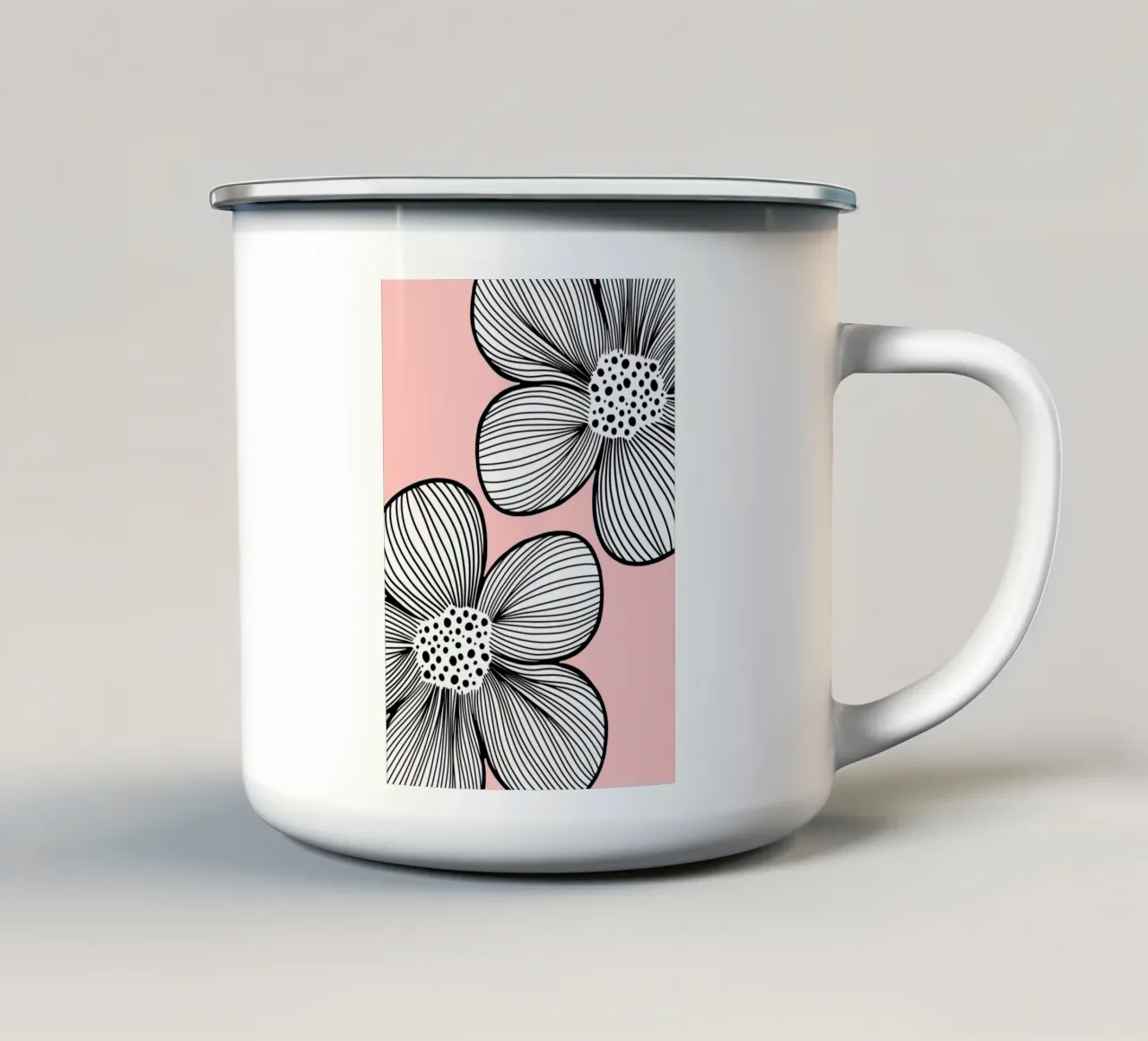 Line Art Blumen - Rosa tazza in smalto da BAINAI