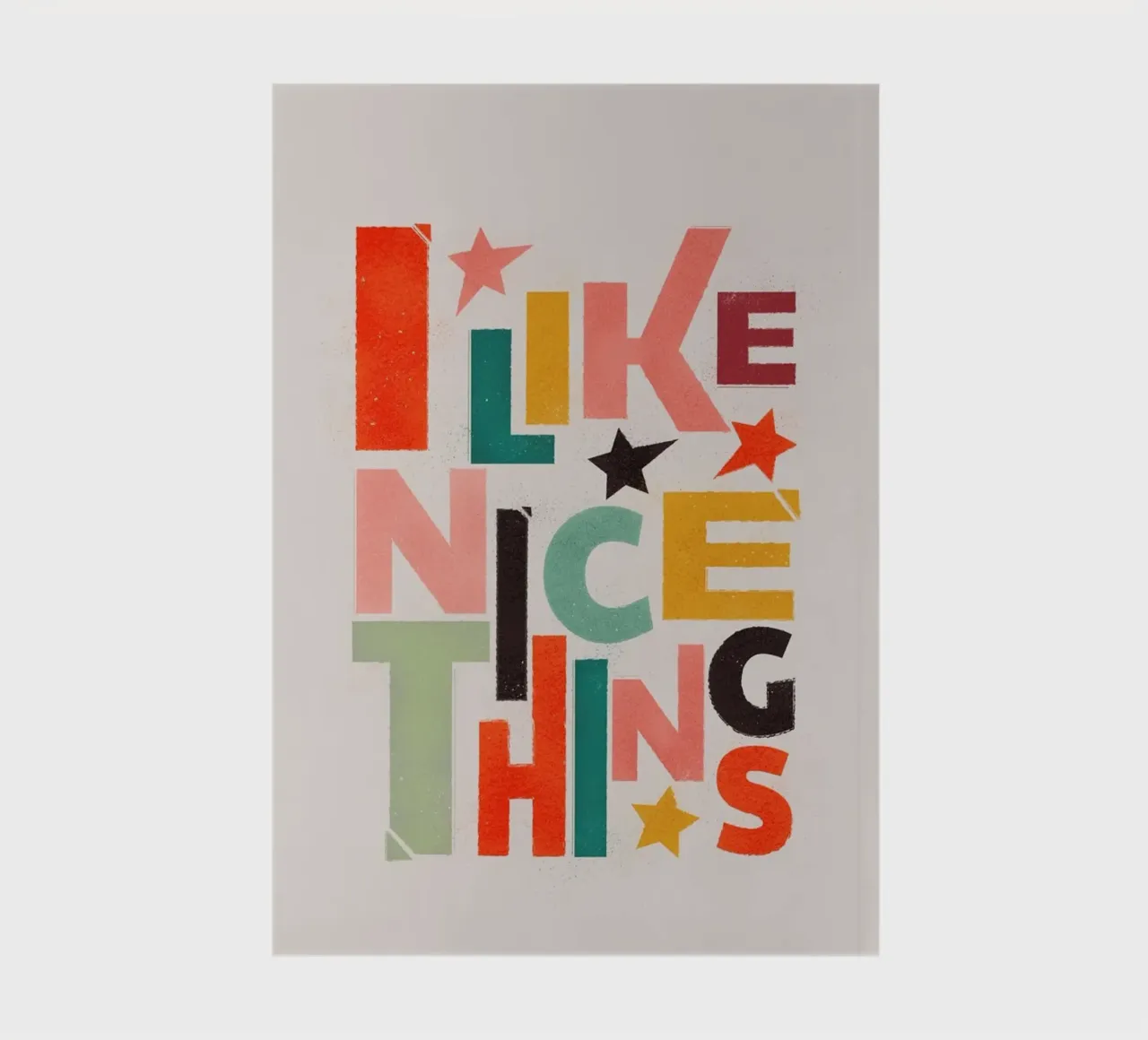 Retro "I Like Nice Things" Typography Art Print notebook by showmemars