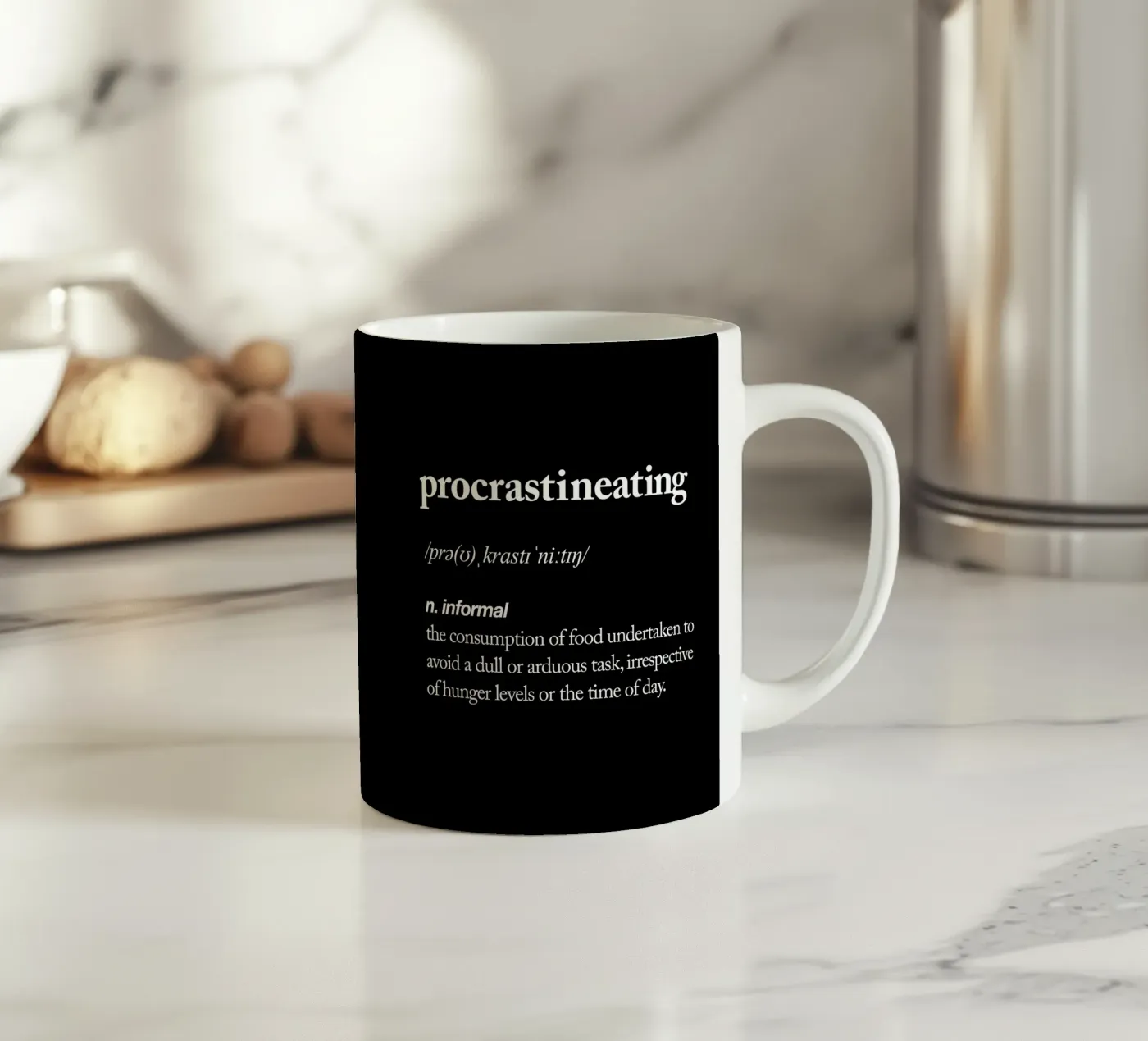 Procrastineating ceramic mug by THE MOTIVATED TYPE
