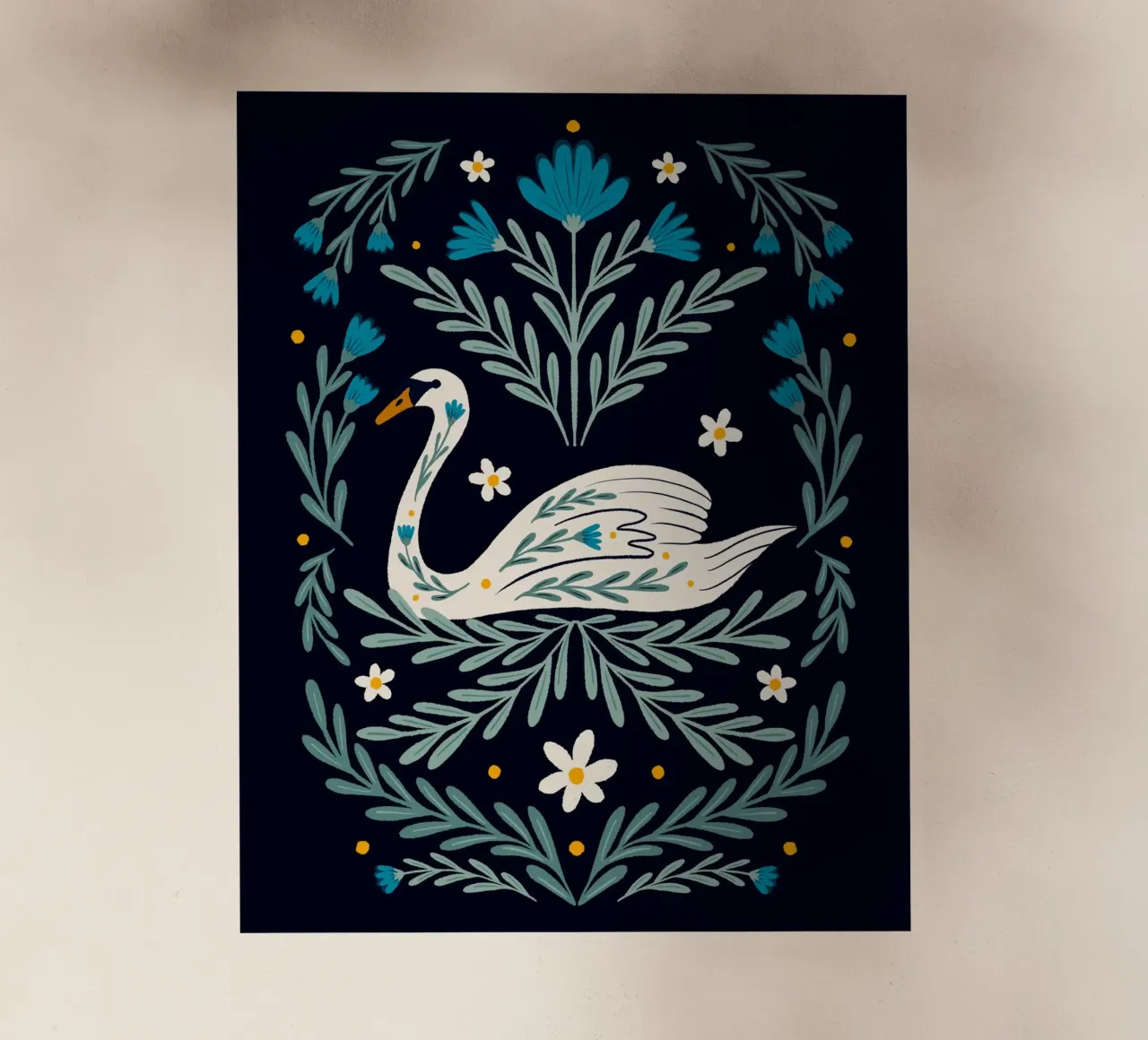 Cigno Folk Art - blu e verde acqua pellicola backlit da Wackapacka