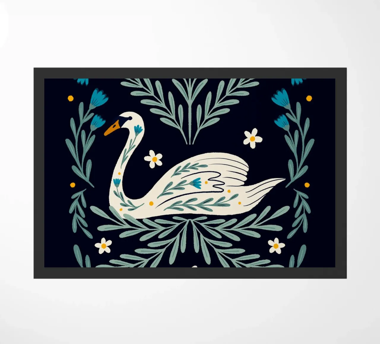 Cigno Folk Art - blu e verde acqua zerbino da Wackapacka