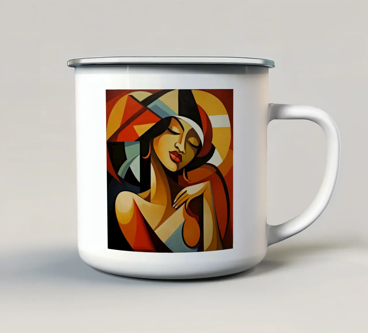 Cubismo Donna cubana tazza in smalto da Artful Muse
