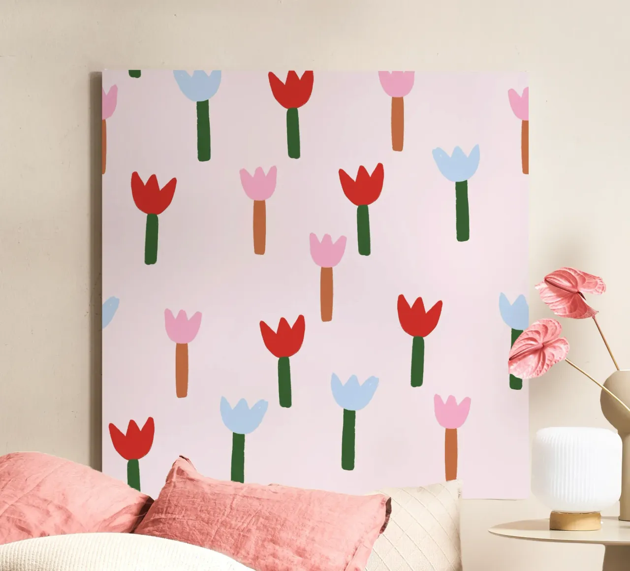 Tulip Blumen Wiese canvas with Floater frame by Studio ROSAGRAU