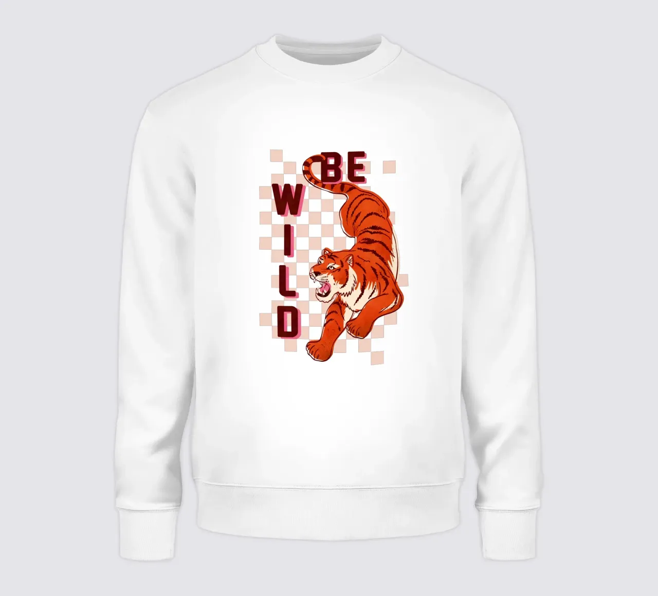 Retro "Be Wild" Tiger Art Print felpa da showmemars