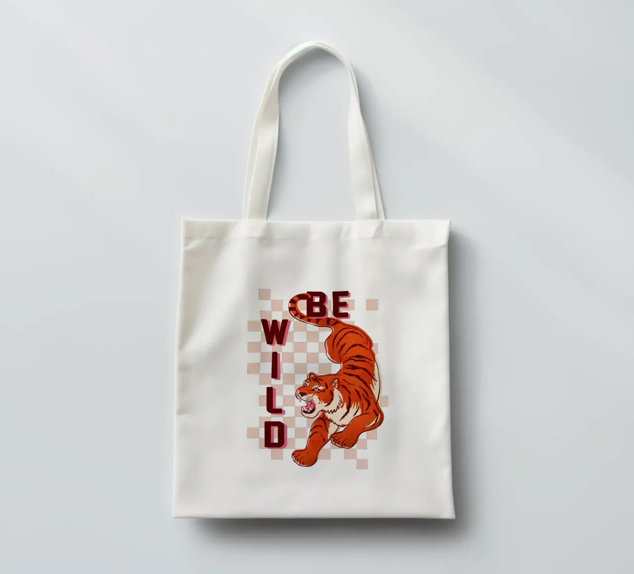 Retro "Be Wild" Tiger Art Print borsa in juta da showmemars