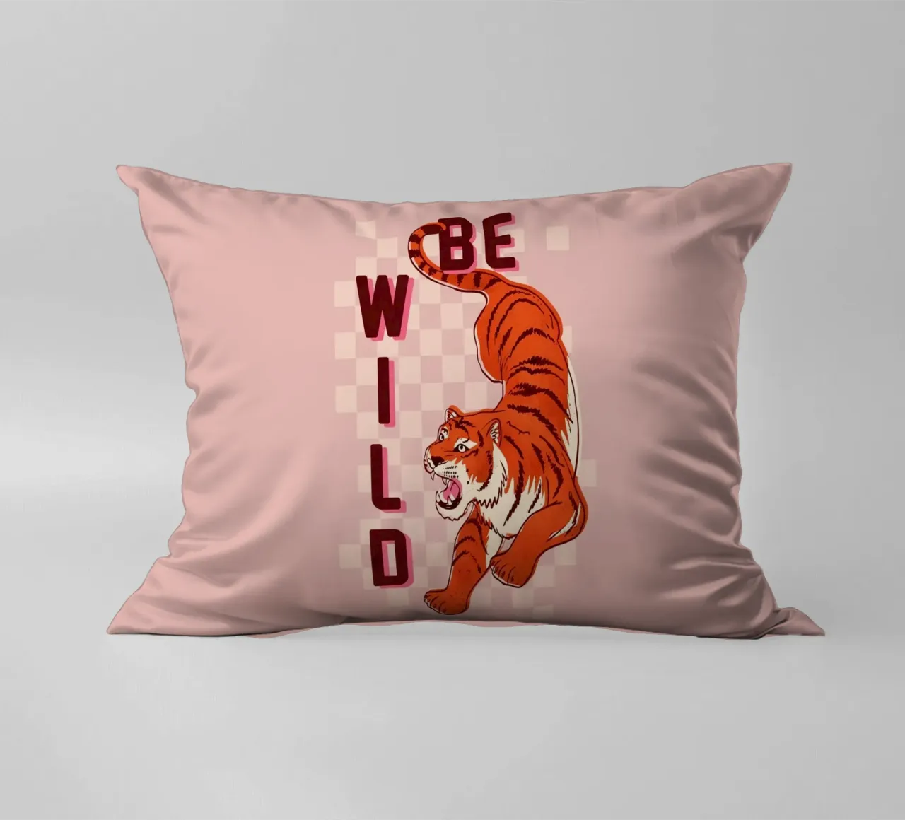 Retro "Be Wild" Tiger Art Print cuscino da showmemars