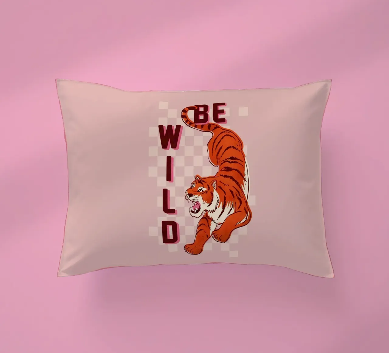 Retro "Be Wild" Tiger Art Print cuscino da showmemars