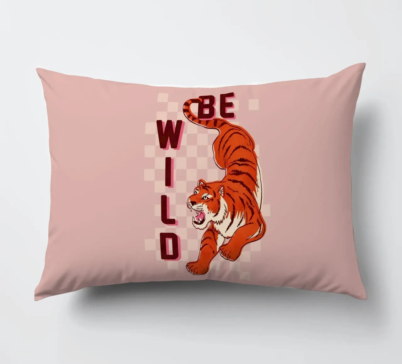 Retro "Be Wild" Tiger Art Print cuscino da showmemars