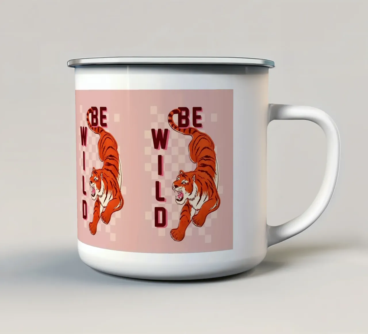 Retro "Be Wild" Tiger Art Print tazza in smalto da showmemars