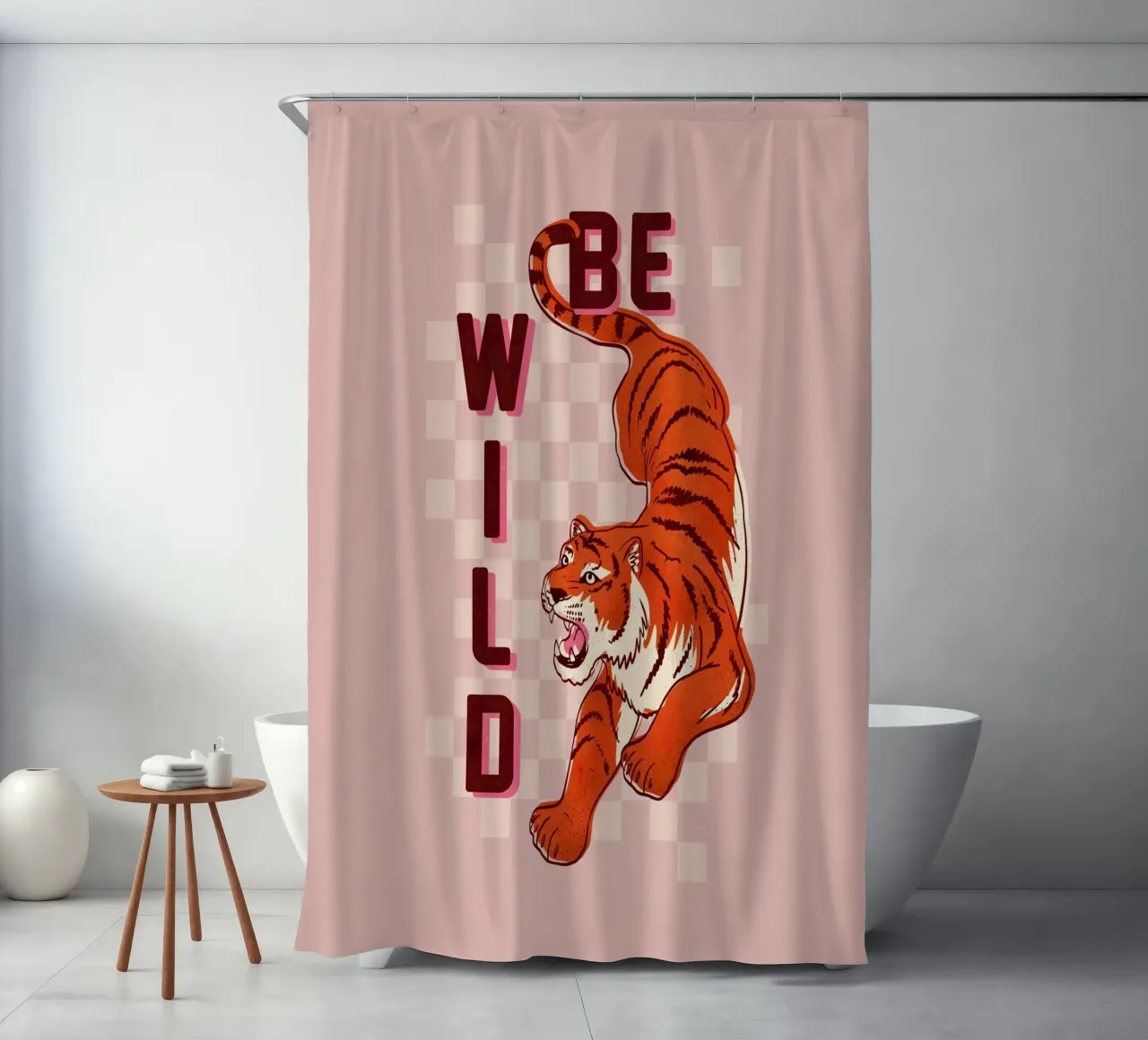 Retro "Be Wild" Tiger Art Print tenda da doccia da showmemars