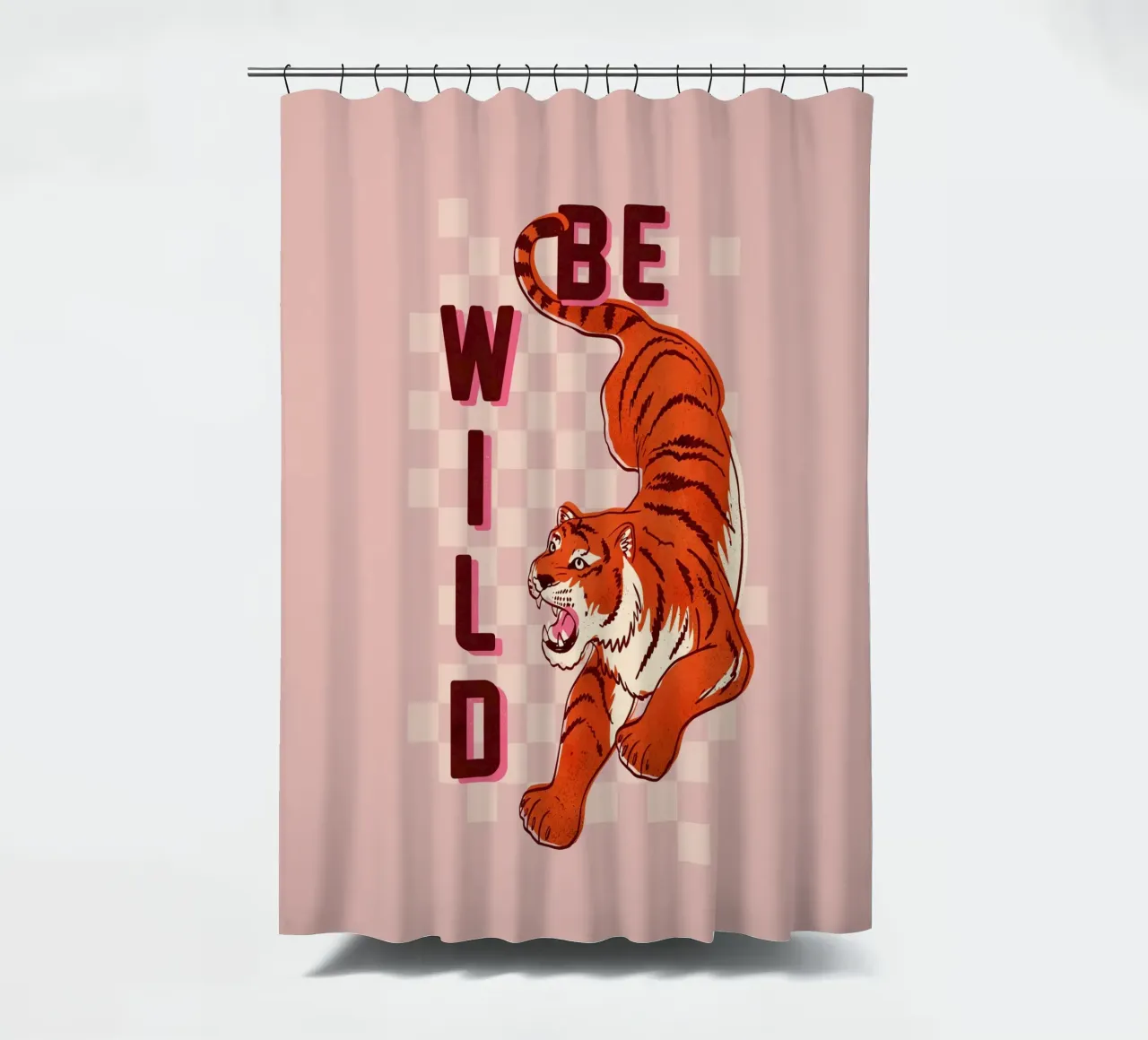 Retro "Be Wild" Tiger Art Print tenda da doccia da showmemars
