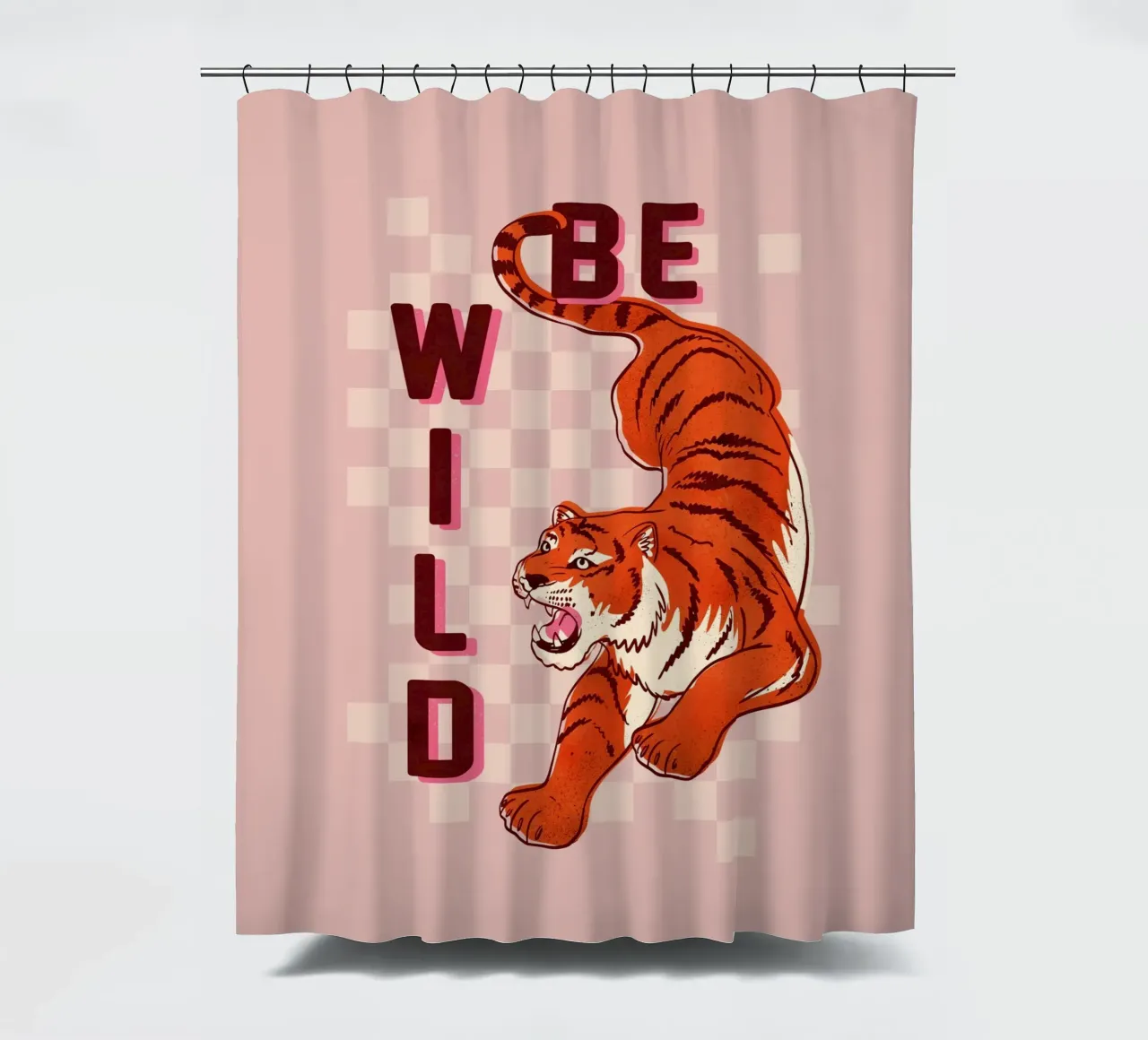 Retro "Be Wild" Tiger Art Print tenda da doccia da showmemars
