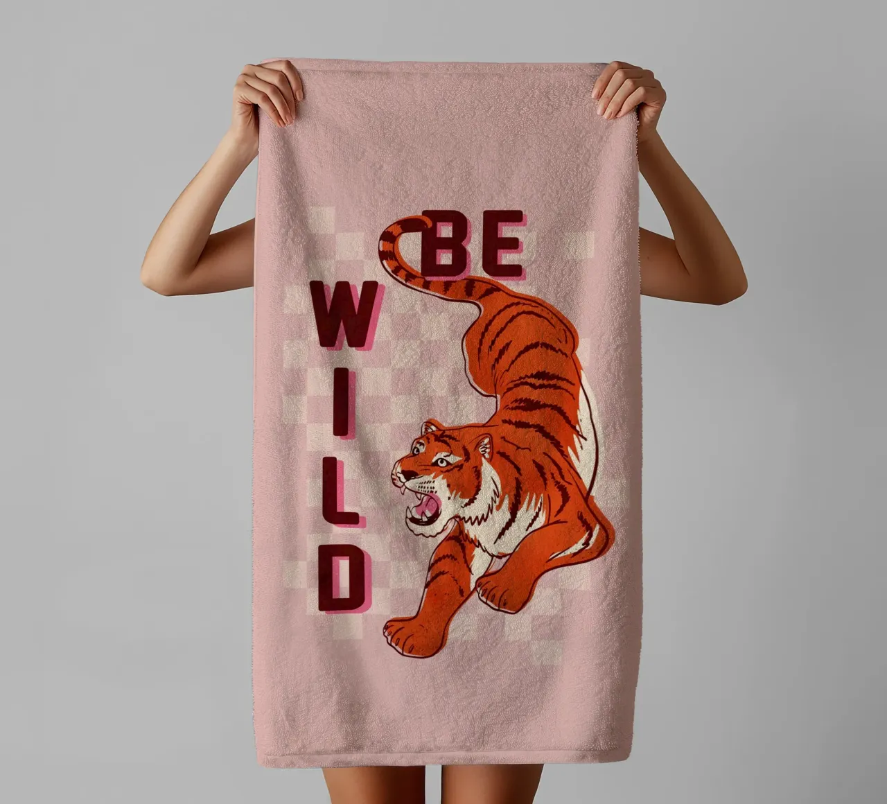 Retro "Be Wild" Tiger Art Print asciugamano da bagno da showmemars