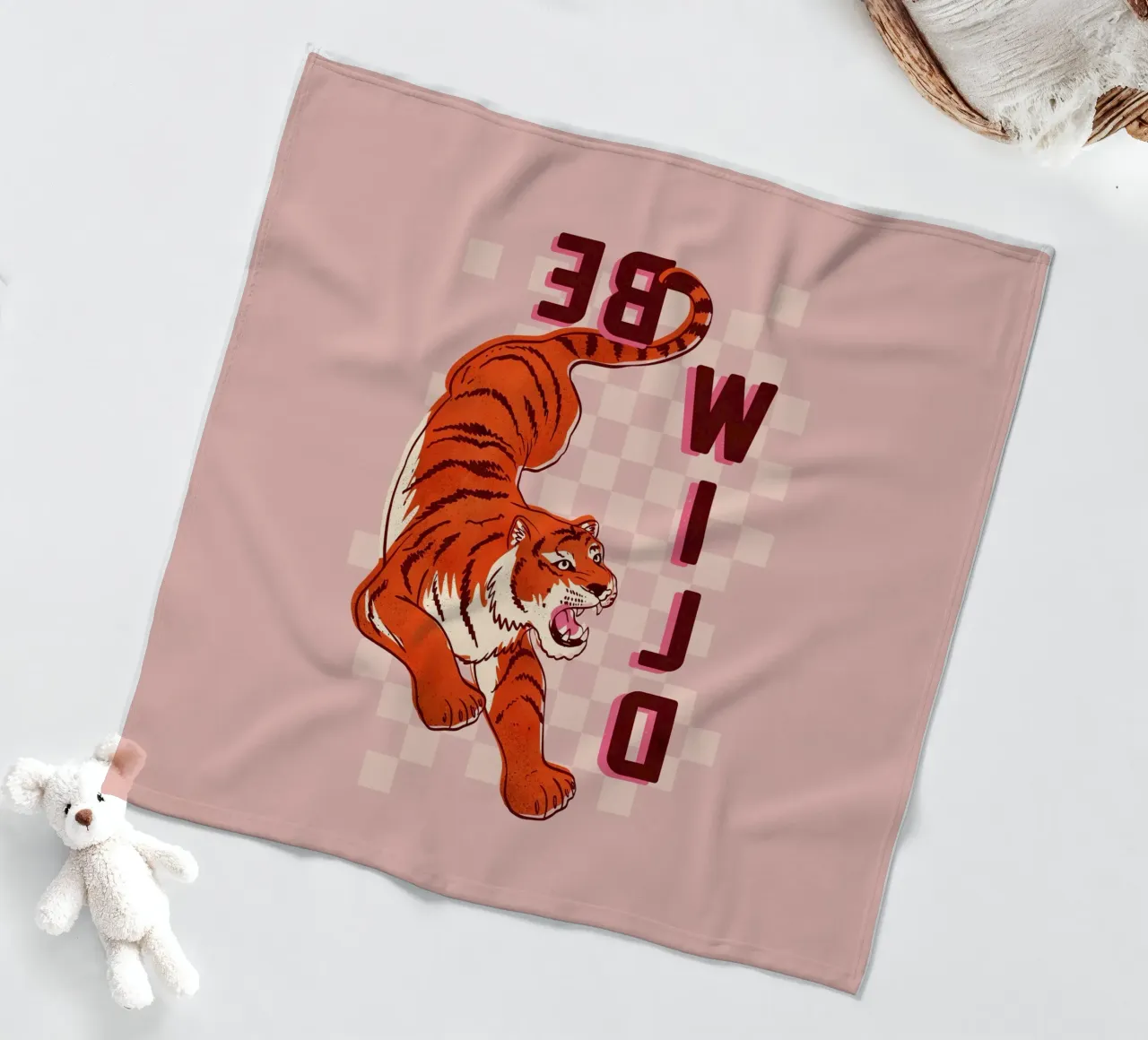 Retro "Be Wild" Tiger Art Print coperta in pile da showmemars