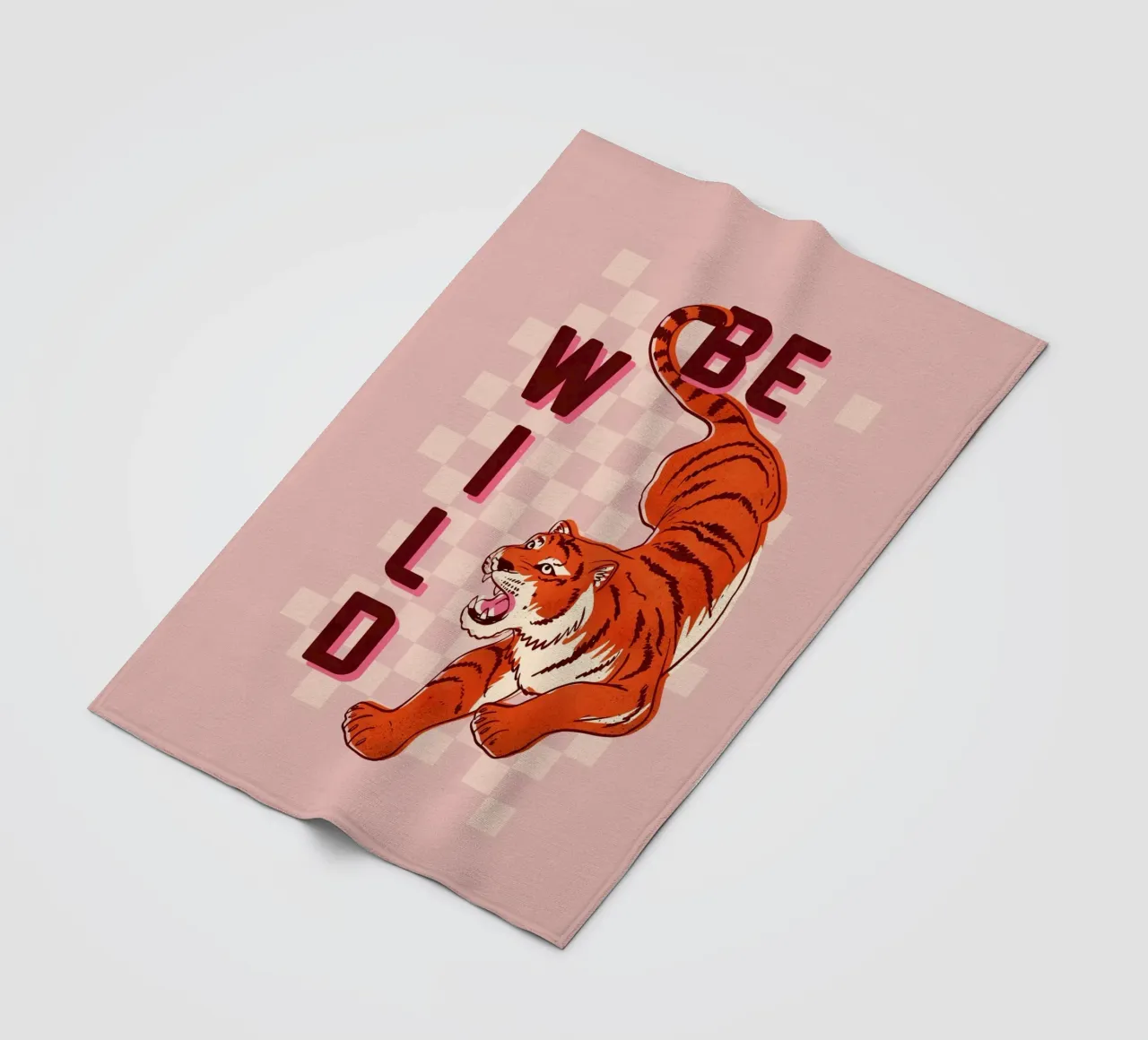Retro "Be Wild" Tiger Art Print coperta in pile da showmemars