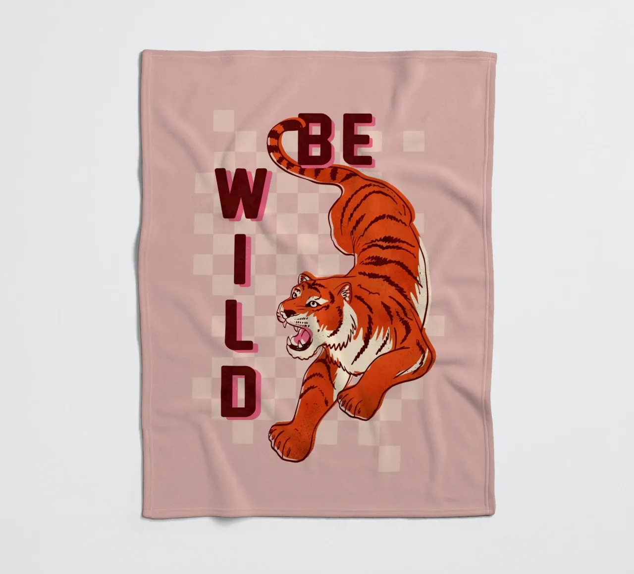 Retro "Be Wild" Tiger Art Print coperta in pile da showmemars