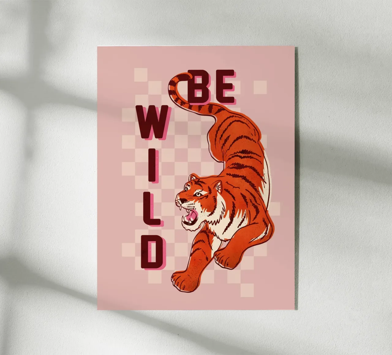 Retro "Be Wild" Tiger Art Print plexiglass da showmemars