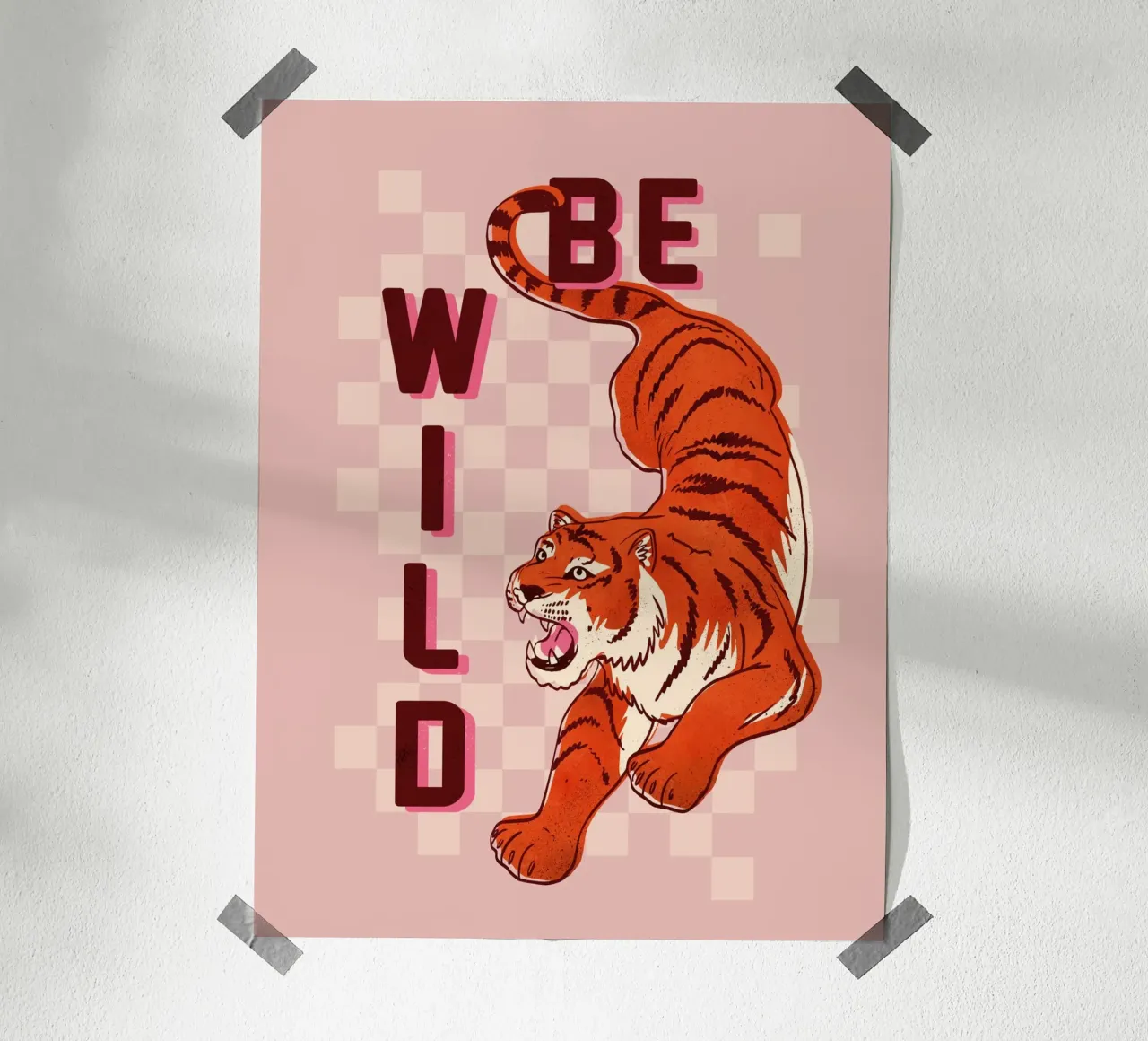 Retro "Be Wild" Tiger Art Print carta hahnemühle da showmemars