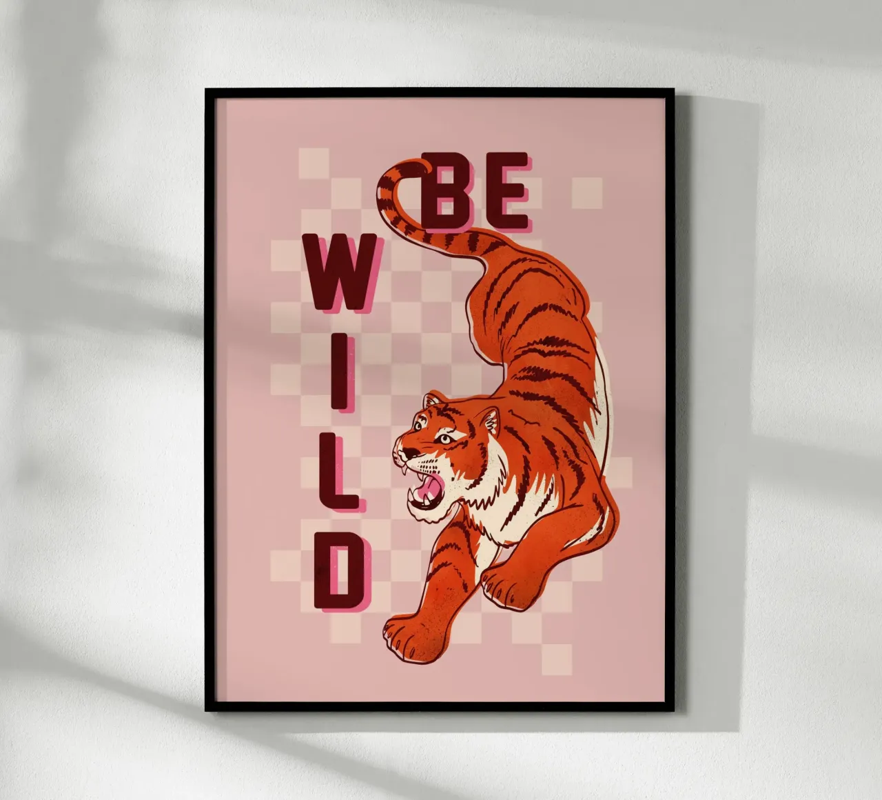 Retro "Be Wild" Tiger Art Print carta hahnemühle da showmemars
