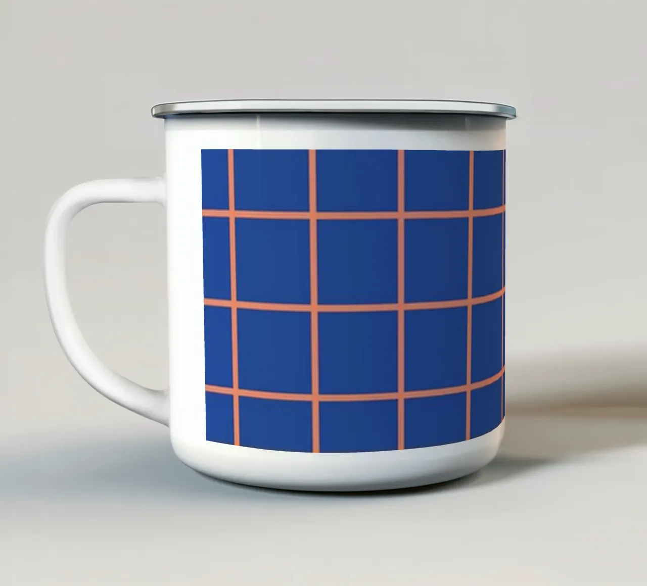 Grid Blue Orange tazza in smalto da Studio ROSAGRAU