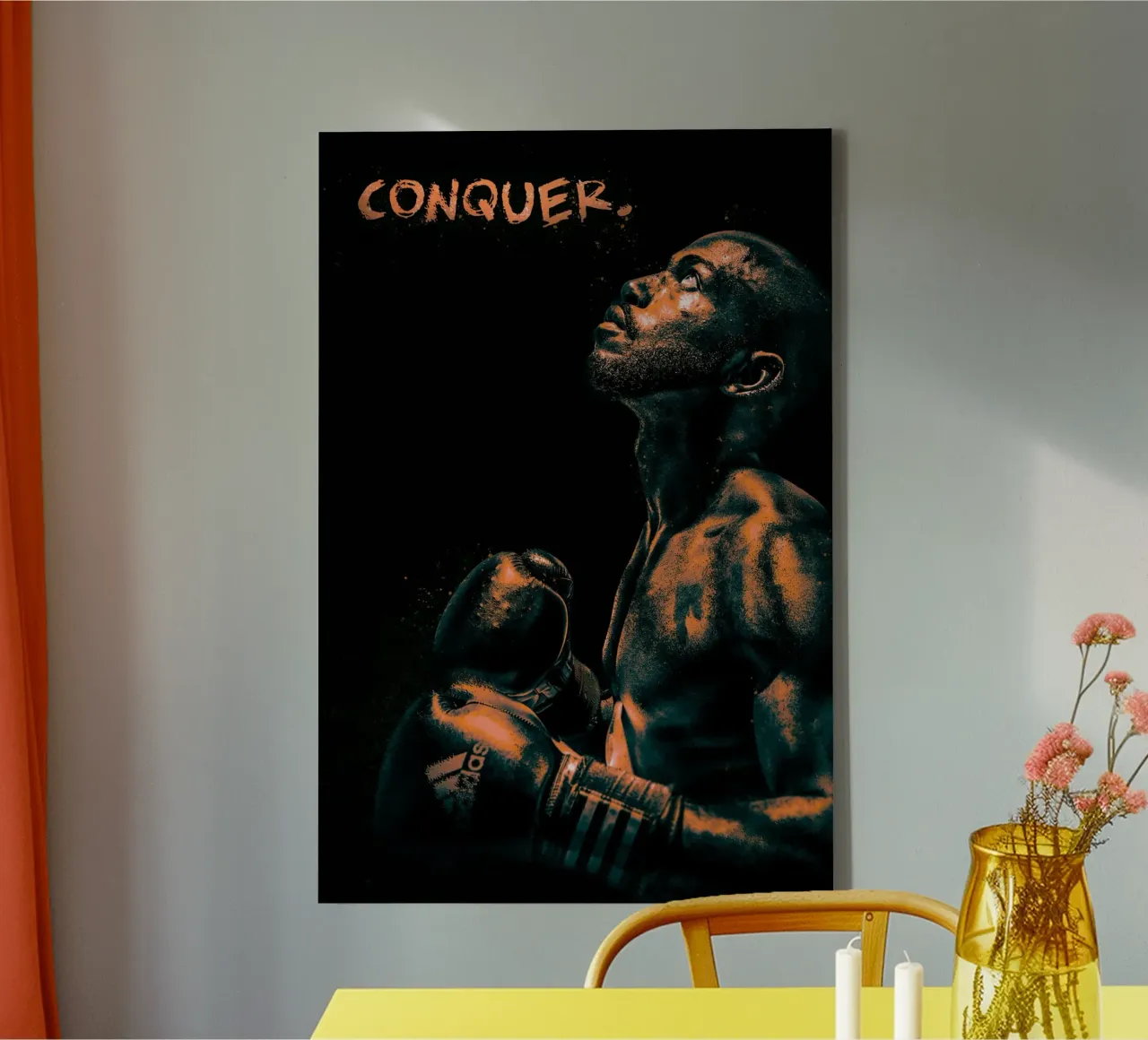 Boxer - conquer. tela con Cornice a cassetta da athlete.art