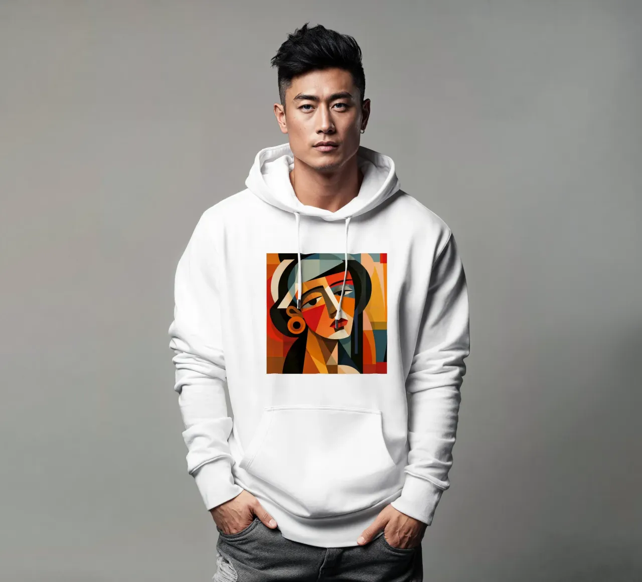 Cubismo Donna ecuadoriana felpa con cappuccio da Artful Muse