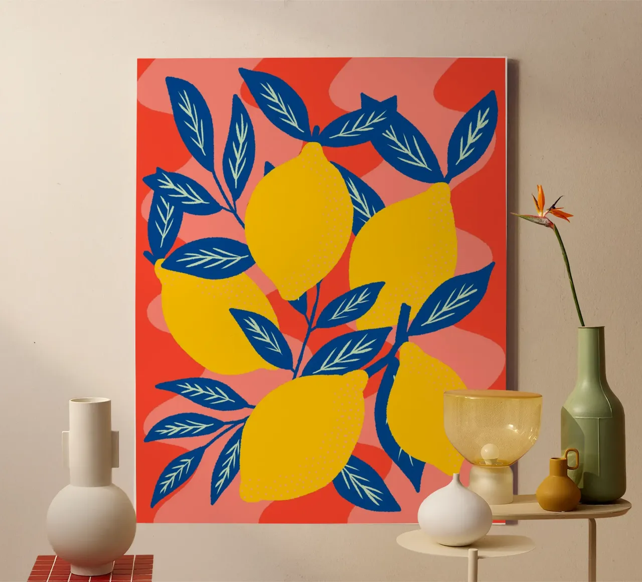 Colorful lemons canvas with Floater frame by Wackapacka