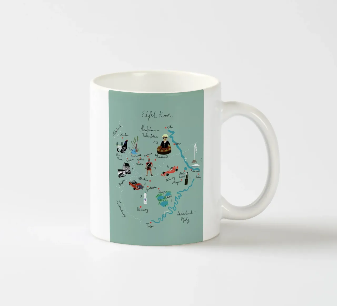 Eifelkarte tazza in ceramica da Monika Aichele