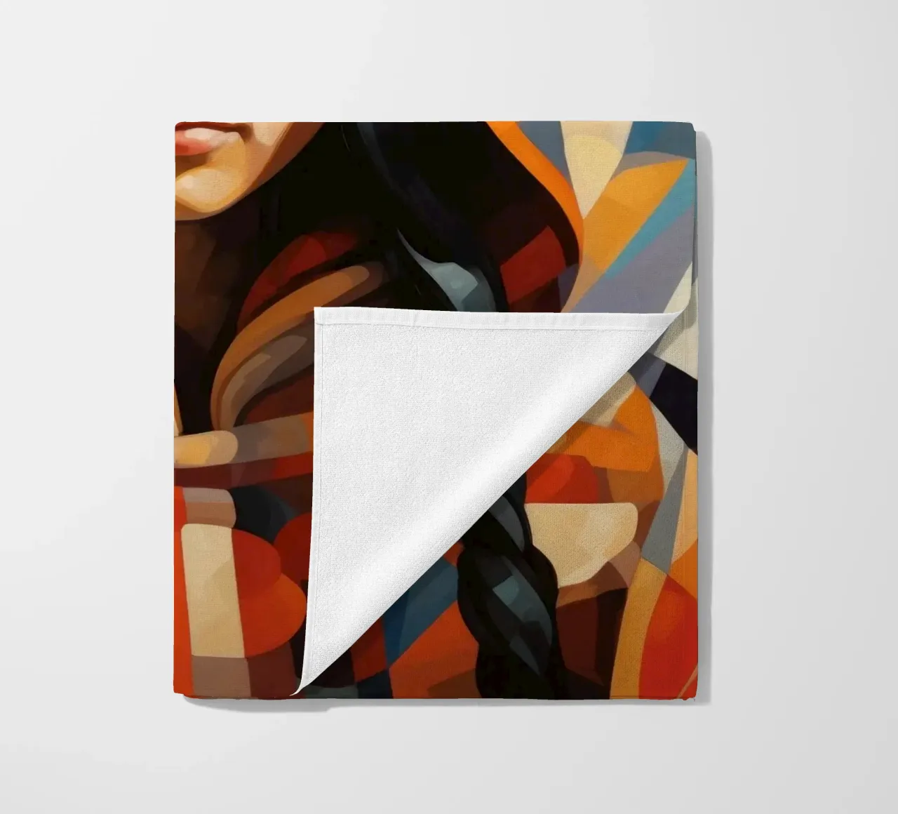 Cubism Inuit Woman beach towel by Artful Muse