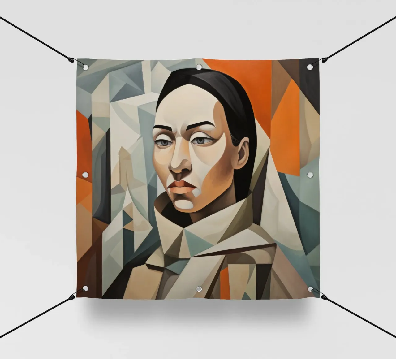 Cubismo Donna inuit telo in pvc da Artful Muse