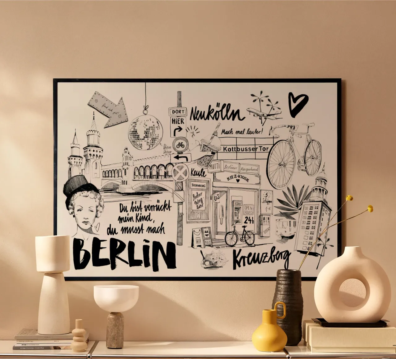 BERLIN 1 poster con telaio in legno da Ekaterina Koroleva
