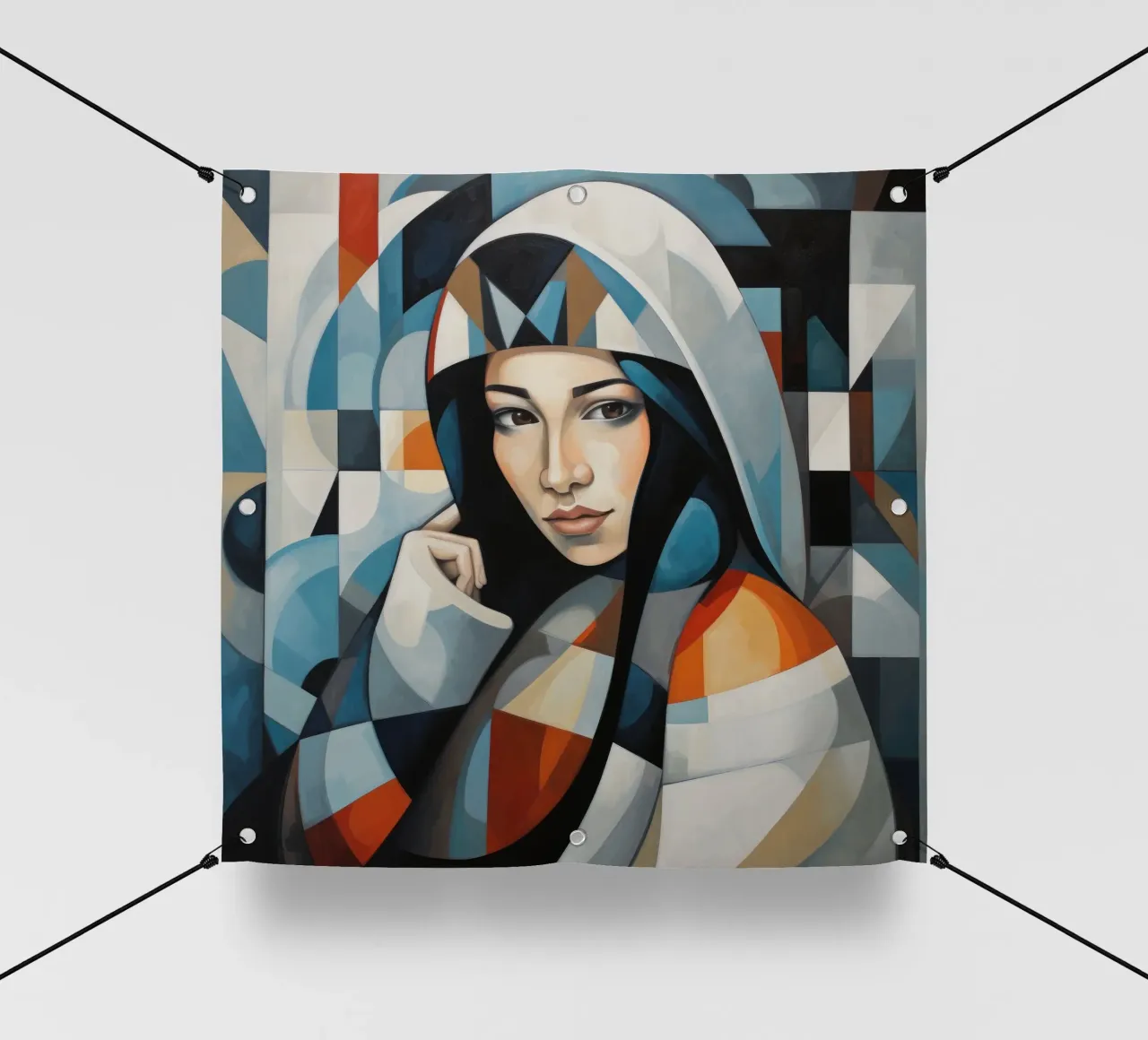 Cubismo Donna inuit telo in pvc da Artful Muse