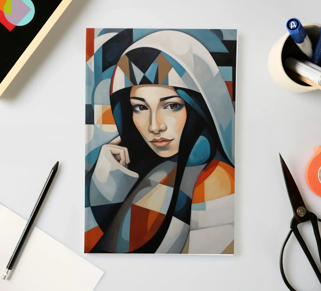 Cubism Inuit Woman notebook by Artful Muse