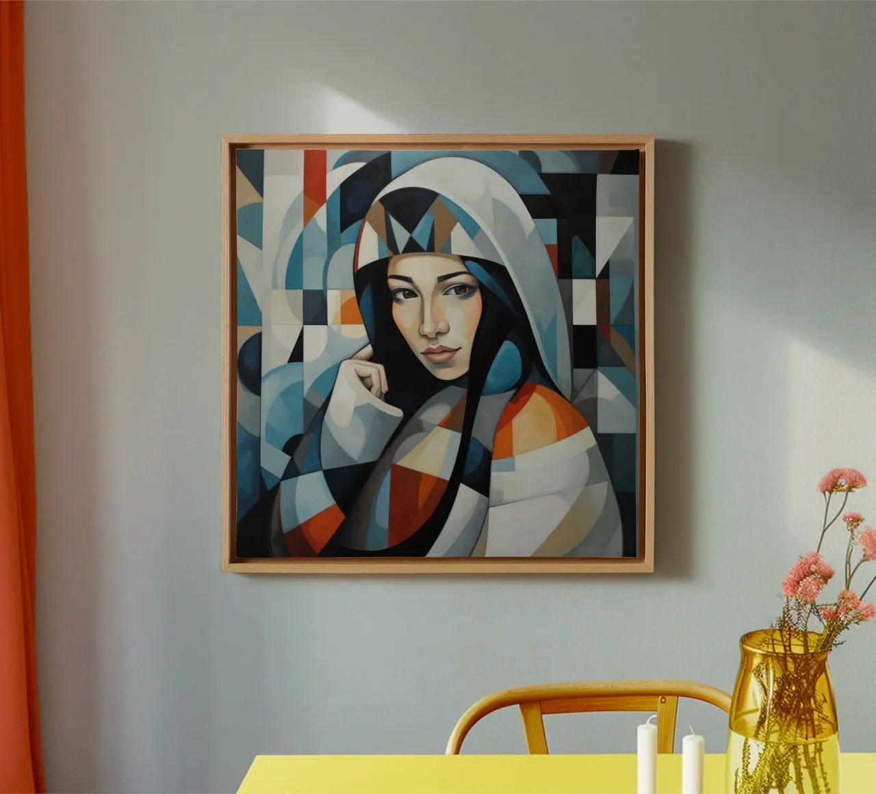Cubismo Donna inuit tela con Cornice a cassetta da Artful Muse