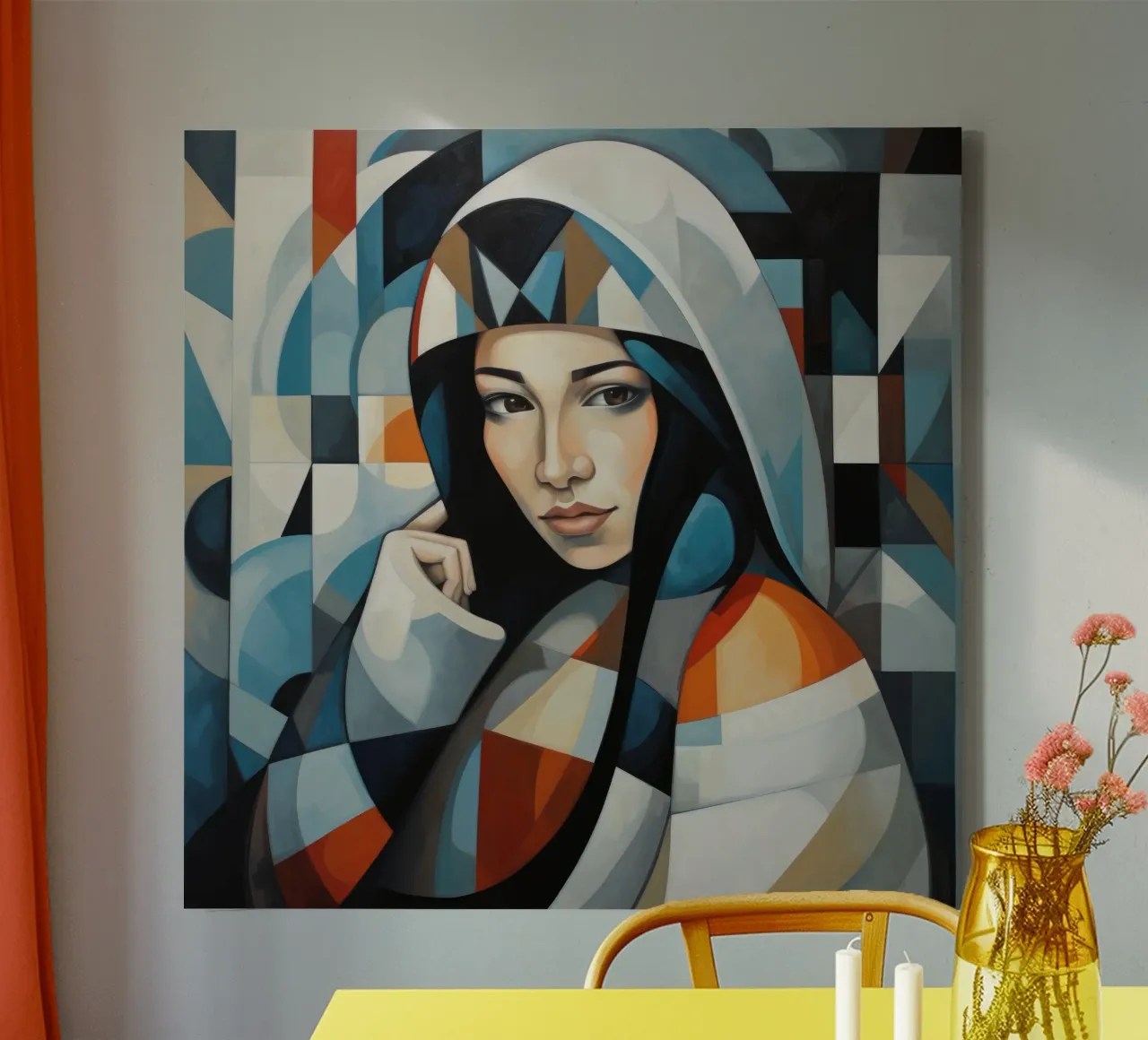 Cubismo Donna inuit tela con Cornice a cassetta da Artful Muse