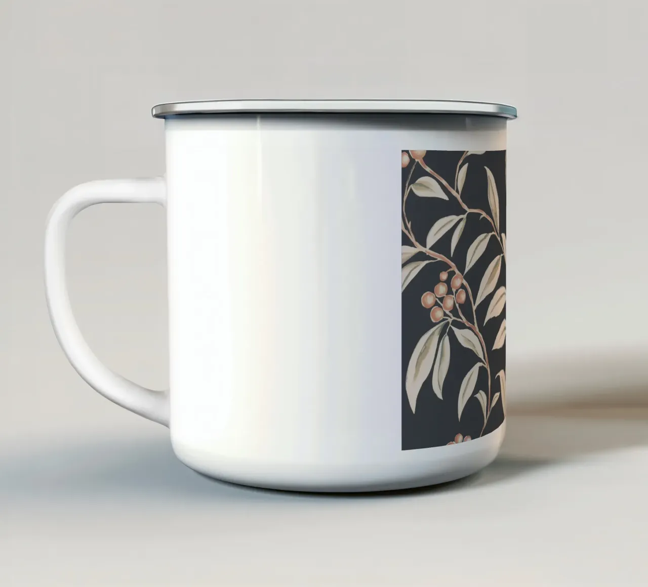 Bacche rosse botaniche Chic tazza in smalto da Carinaprint