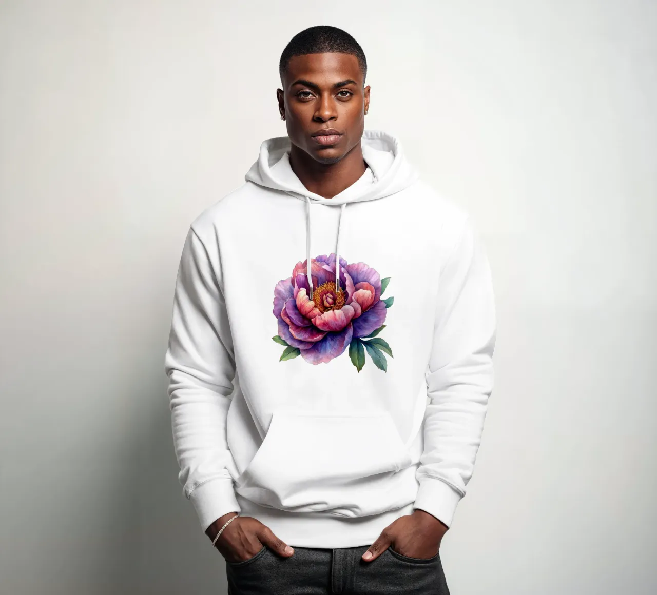 Fiore di peonia felpa con cappuccio da Bold Blooms